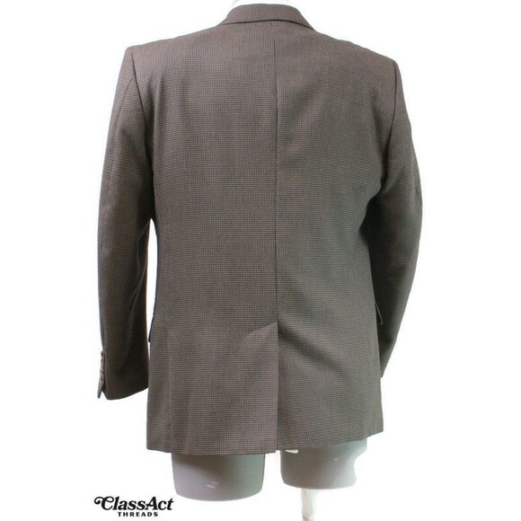 George Men's Green Houndstooth Suit Coat 3 Btn Jacket Blazer Sport Coat 42R - Picture 5 of 7